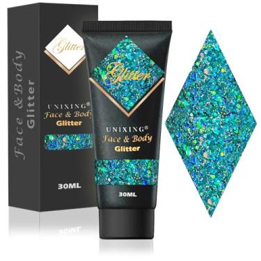 Imagem de Gel Holographi Body Glitter – Gel brilhante para rosto e corpo, tinta com glitter de lantejoulas de sereia, gel brilhante de cabelo grosso para shows, Halloween, carnaval, rave