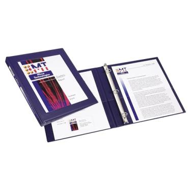 Imagem de Avery Fichário de 3 anéis com vista emoldurada resistente, anéis inclinados de 1,3 cm, 1 fichário azul marinho (68051)