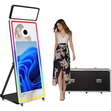 Imagem de VANYA 65 polegadas espelho mágico Photo Booth Máquina espelho mágico Photobooth 43 in Selfie Touch Screen para Eventos Festas Aluguer de casamento (Black, 43" photo booth)