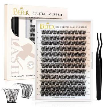 Imagem de Eyelash Clusters BEFER Lash D Curl 10-16 mm com pinça 144 unidades - B