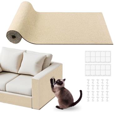 Imagem de pawstrip Tapete para arranhar gatos 190 x 40 cm, protetor de móveis autoadesivo para arranhões, protetor de sofá de garras faça você mesmo, tapete de escalada, arranhador de canto interno para parede