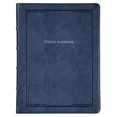 Imagem de Biblia Slim Nvi - Letra Grande - Couro-Soft Azul - Luxo - Barroca - Leitura Perfeita