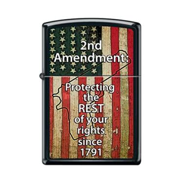 Imagem de Zippo Isqueiro - Segunda Emenda Protegendo Isqueiro Preto Fosco À Prova de Vento #Z5081