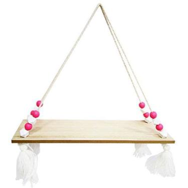 Imagem de Prateleira Retangular Decorativa Madeira Cordão Parede