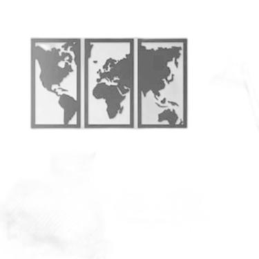 Imagem de Quadro Decoração Vazado Mapa Mundi Mdf 6Mm Preto 130X80 Cm