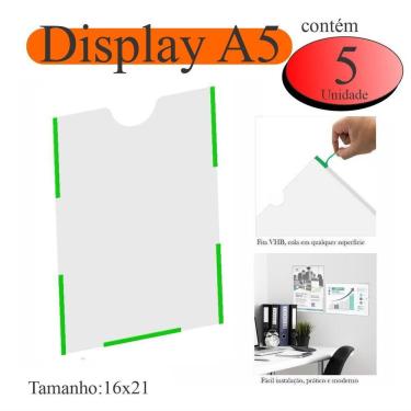Imagem de 5 Display A5 Expositor Folha Quadro Aviso Parede Pet Verti