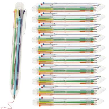 Imagem de 30 canetas esferográficas multicoloridas 6 em 1 de 0,5 mm, lembrancinhas de festa, retráteis, 6 cores, multicoloridas, para escritório, material escolar, crianças, estudantes