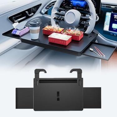 Imagem de Ronsoile Bandeja de volante de carro, mesa de carro para laptop, bandeja de comida de carro, suporte ajustável para laptop, suporte para laptop para comer e trabalhar, acessórios de carro de viagem