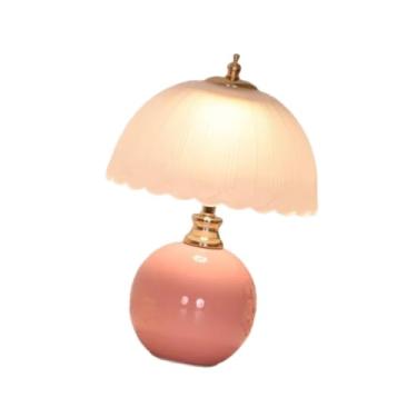 Imagem de IEUDNS Abajur de mesa cogumelo, luminária de cabeceira com detalhes em cerâmica, presente de Dia dos Namorados, luminária de cabeceira exclusiva para, Rosa