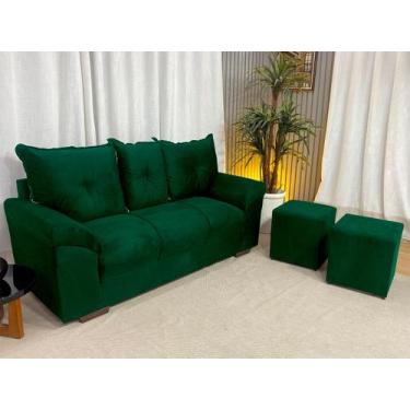 Imagem de Sofá 3 Lugares Chile com Puff Alpoim Verde 200