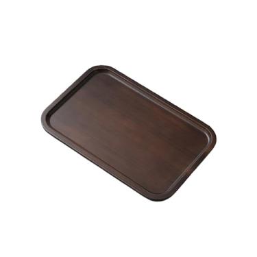 Imagem de Travessas e bandejas de madeira de acácia 35,5 x 25,4 cm - Tábuas de charcutaria pequenas de madeira, bandeja decorativa retangular de madeira para bolo de aperitivo de comida, banheiro, decoração de