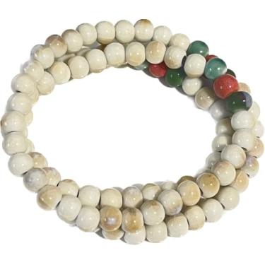 Imagem de Pulseira feminina nativa americana fofa colorida de cerâmica com 3 fileiras de largura empilhável com contas elásticas vintage joias nativas boêmias, hippie, colar para mulheres, Medium, Cerâmica