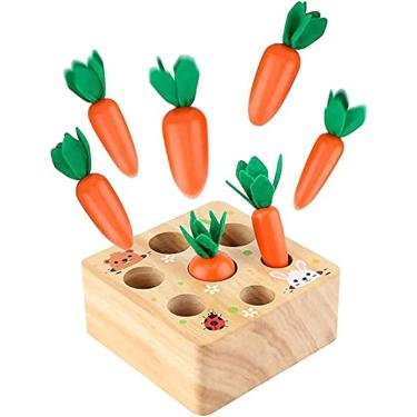Imagem de GroWinToy, Brinquedo de Cenouras Montessori de Aprendizagem de Madeira com Sto