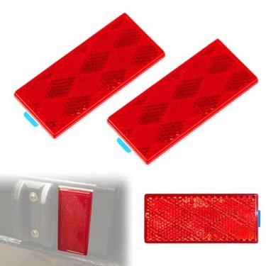 Imagem de PSLER 2 refletores retangulares – refletores de alta refletividade aderentes, refletores de plástico autoadesivos para veículos, motocicletas, trailers, caminhões, trailers, barcos e muito mais