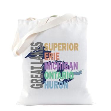 Imagem de TSOTMO Sacola Great Lakes Lake Huron Ontario Michigan Erie, presente superior para amantes naturais da Lake Life, Bolsa Great Lakes