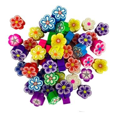 Imagem de Kit miçangas Infantil Flor Entremeio 100 Flores Para Bijuterias Missangas Colares Pulseiras