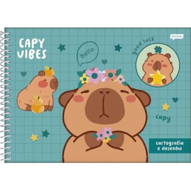 Imagem de Jandaia - Caderno Espiral Cartografia 275x200mm CD 80Fls Capyvibes Fundo Verde FSC