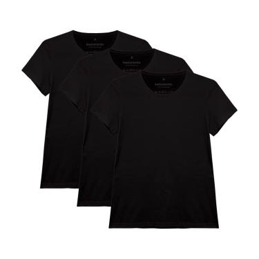 Imagem de Kit 3 Camisetas Babylook Básica, basicamente., Feminino, Preto, P