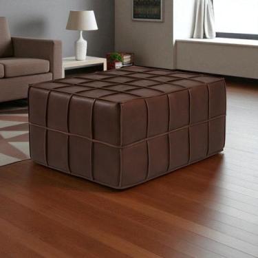 Imagem de Puff de Couro Legítimo Decorativo 80x60x40 cm Queen - LEME MOVELARIA
