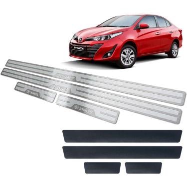 Imagem de Soleiras Alto Relevo Toyota Yaris 2018 2019 + Vinil Prata