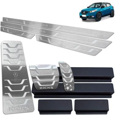 Imagem de Pedaleira + Soleiras + Descanso Prata Nissan Kicks Uefa Ed
