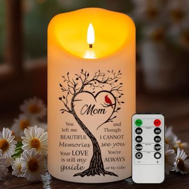 Imagem de HN HAIINAA Vela memorial sem chama para perda da mãe, presente de simpatia de cera real para perda da mãe, presente de luto de condolência memorial em memória da mãe (10 cm x 18 cm)