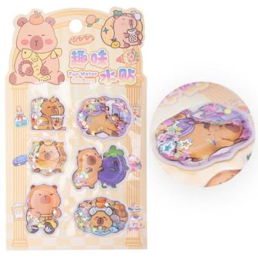 Imagem de Cartela Adesivos Capivara Infantil Brilhante Alto Relevo 3D - Cartela 