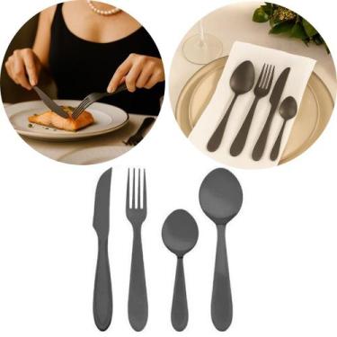 Imagem de Faqueiro Jogo Talheres Black Aço Inox 24 Peças Sunshine - Fratelli Ino