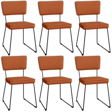 Imagem de Kit 06 Cadeiras Decorativas Estofada Base De Aço Allana L02 Tecido Ter