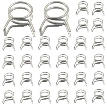 Imagem de BokWin Pacote com 30 braçadeiras de mangueira de mola de fio duplo de 9 mm de diâmetro interno, clipes de mola ajustáveis, aço inoxidável para mangueira, linha de combustível, tubo de água, aplicações