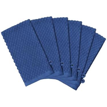 Imagem de COTTON CRAFT Luva de banho - Luva esfoliante - Conjunto de 6 luvas de toalha de tecido waffle Euro Spa - Luva de banho corporal 100% algodão toalha de banho com laço para pendurar - amigo da pele