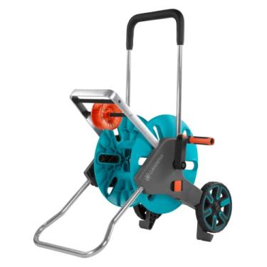 Imagem de Gardena Carrinho de mangueira à prova de geada 18515-80 com guia de mangueira integrada, inclui mangueira de conexão de 1,5 m e adaptadores, comporta mangueira de 59,4 m, estrutura durável, feito na