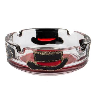 Imagem de Cinzeiro Exu Seu 7 Vidro Pintado Redondo 10 cm 4 Apoios - Bialluz