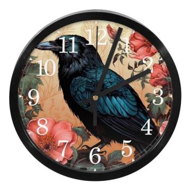 Imagem de LILINWAN Relógio de parede 24 cm sem tique-taque silencioso operado por bateria relógio de parede redondo moderno estilo simples decoração relógio para escritório/escola/quarto/sala de estar