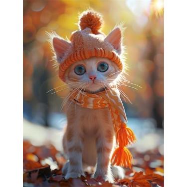 Imagem de Pinte Por Números Para Adultos Raposa Pinte Por Número Animal Pintura Por Números, Kits De Artesanato Em Tela A Óleo Diy Para Adultos Reino Unido, Com Pinc, hat Cat, 20x30CM