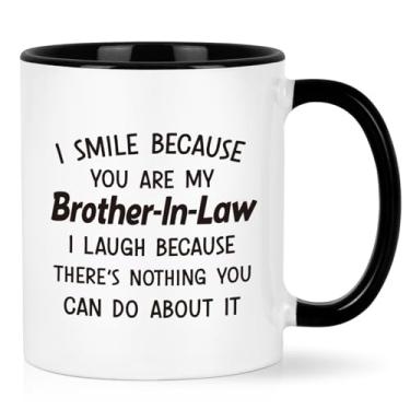 Imagem de Cabtnca Brother-in-law Gifts, I Smile Because You're My Brother-in-law Caneca de 325 ml, presentes de casamento de aniversário de Natal, presente engraçado para irmão do marido da irmã da lei