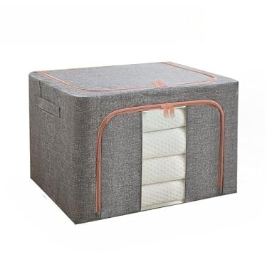 Imagem de Caixa Organizadora Dobrável com Zíper e Visor Transparente – Roupas, Cobertores e Toalhas Protegidos (2,Cinza-66L)
