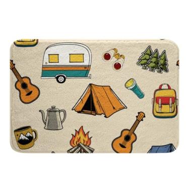 Imagem de Manfei Happy Camping Tapetes de Banheiro Acessórios para Barraca de Trailer de Camping, Tapetes de Banheiro com Tema de Aventura, Decoração de Quarto de Crianças Meninos e Meninas, Tapetes de Pelúcia