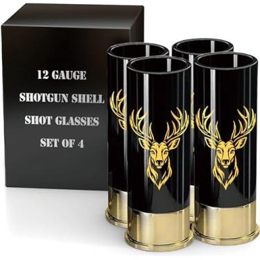 Imagem de MyGiftHub Copos de shot de rena - design de bala 12G, presente ideal para Natal, Dia dos Pais, presente de caça de veados. Bom para uísque, vodka e tequila, 45 ml/42.5 g