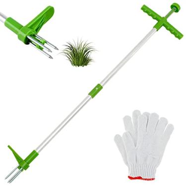 Imagem de WW Extrator de ervas daninhas de 99 cm Ferramentas manuais de remoção de ervas daninhas Ferramenta manual de remoção de ervas daninhas de cabo longo com garra de aço inoxidável Ferramenta de arrancar