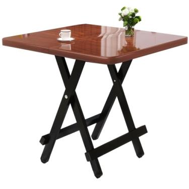 Imagem de Mesa dobrável quadrada dobrável mesa de madeira para computador para escritório em casa, piquenique, quintal, pernas dobráveis, mesa de jantar portátil para 2 a 6 pessoas (cor: /natural, tamanho: 70