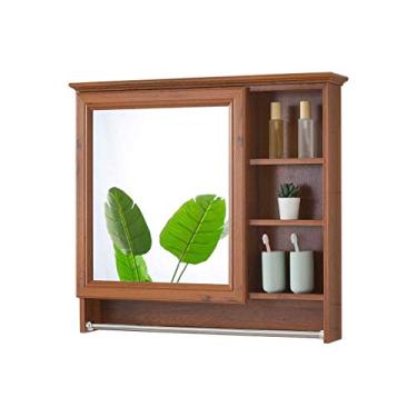 Imagem de Armário de remédios com espelho, espelho de banheiro, caixa de espelho montada na parede, à prova d'água e à prova de umidade, adequado para hotéis e banheiros