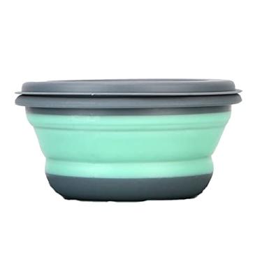 Imagem de WYUYIWH Tigela de silicone dobrável lancheira com tampa conjunto de tigelas portátil de piquenique talheres de cozinha tigela de salada de frutas dobrável (tamanho: pequeno)