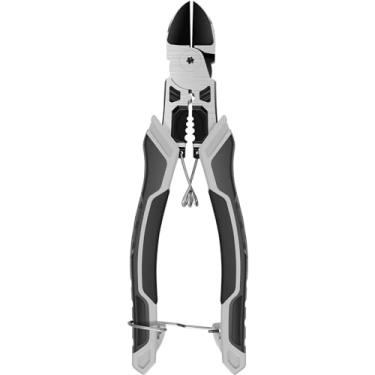 Imagem de LEEZDTTXAN Alicate diagonal, alicate multifuncional de corte de fio de 19 cm, descascador de fios e crimpador, alicate de corte lateral diagonal com cortador de cabo de trava de segurança para cortar