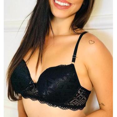 Imagem de Sutiã feminino preto com renda e bojo - Ismeria Lingerie , G