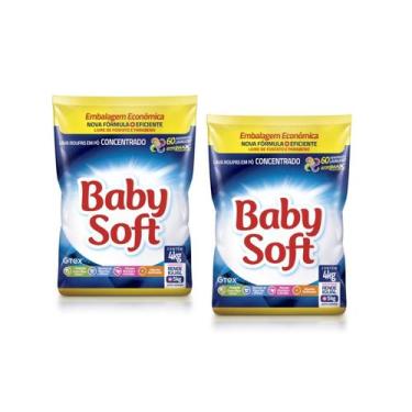 Imagem de Kit 2 Lava Roupas pó Baby Soft Concentrado 4kg