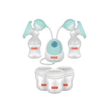Imagem de Kit Bomba de Leite Eletrica Dupla Fisher Price + 3 Frascos pra Armazenar Leite - BB1224K