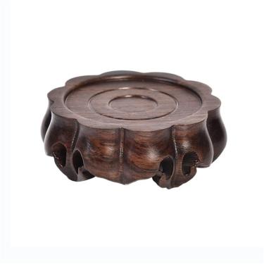 Imagem de Base de suporte de exibição Pedestal de escultura retrô em estilo chinês para vaso chá bonsai com base madeira(Grande)