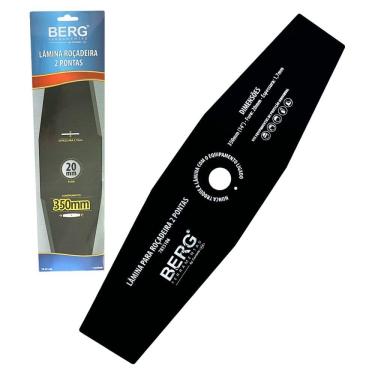 Imagem de Lâmina Roçadeira Aço Duas Pontas Faca 350mm Furo 20mm Espessura 17mm Cortador Gramado Matos Pesado Profissional