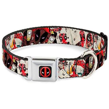 Imagem de Buckle-Down Coleira para cães com fivela de cinto de segurança – Tiro/Alvos do Deadpool – 3,8 cm de largura – Serve para pescoço de 40,6 a 58,4 cm – Médio